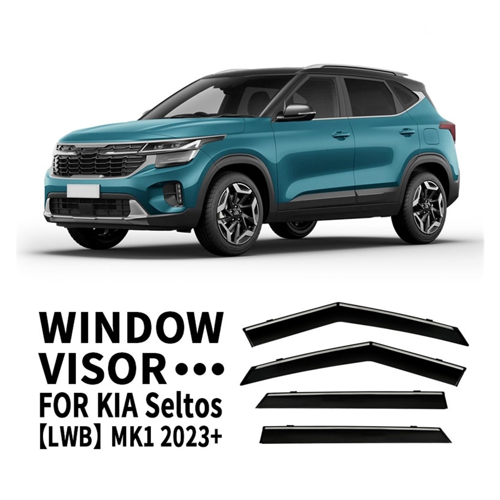 Kompatibel for KIA Seltos LWB MK1 2023+ Fensterblende Regen oder Sonnenschein Seitenfensterabweiser Visierschirme Lüftungsstreifen von KDMOWHON