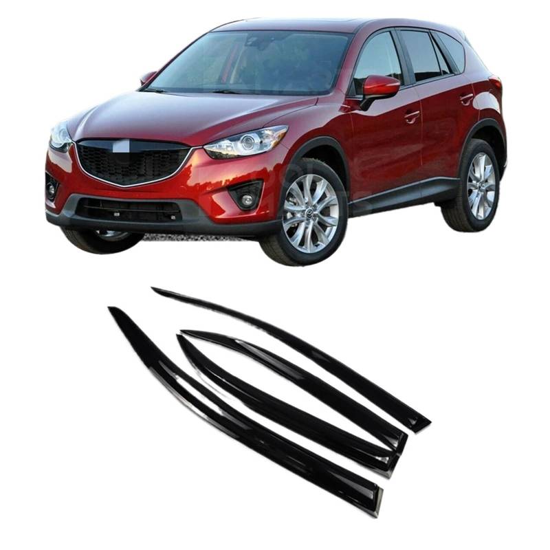 Kompatibel for Mazda CX-5 CX5 2013–2017, Autozubehör, Fensterblenden, Regen, Sonnenschutz, Lüftungsschlitze, Windabweiser, Wetterschutz, schlanke Zierleiste von KDMOWHON