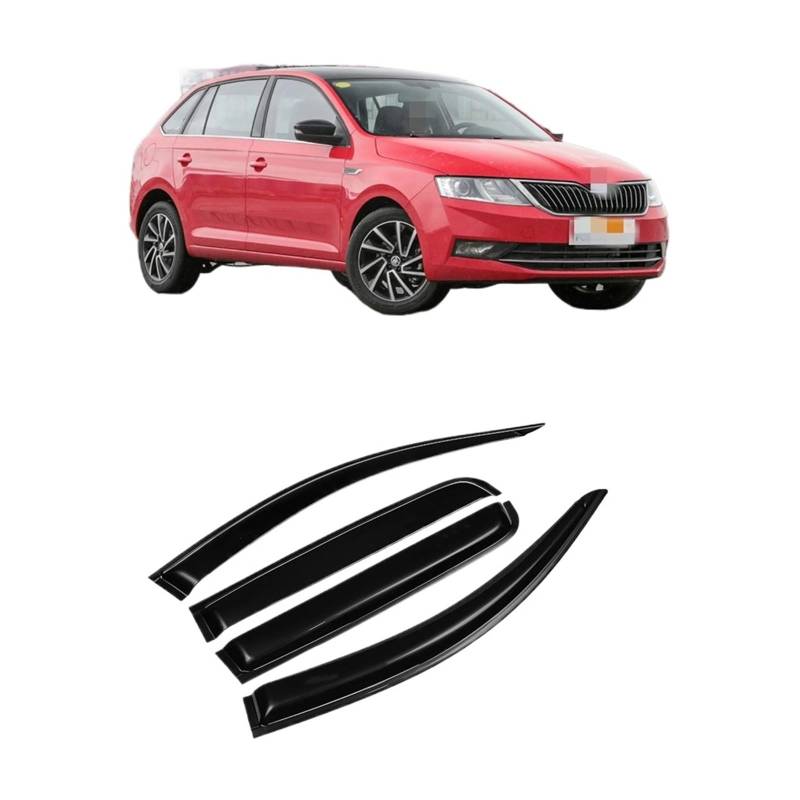 Kompatibel for Skoda Rapid 2016–2021, Autozubehör, Fensterblenden, Regen, Sonnenschutz, Lüftungsschlitze, Windabweiser, Wetterschutz, schlanke Zierleiste von KDMOWHON