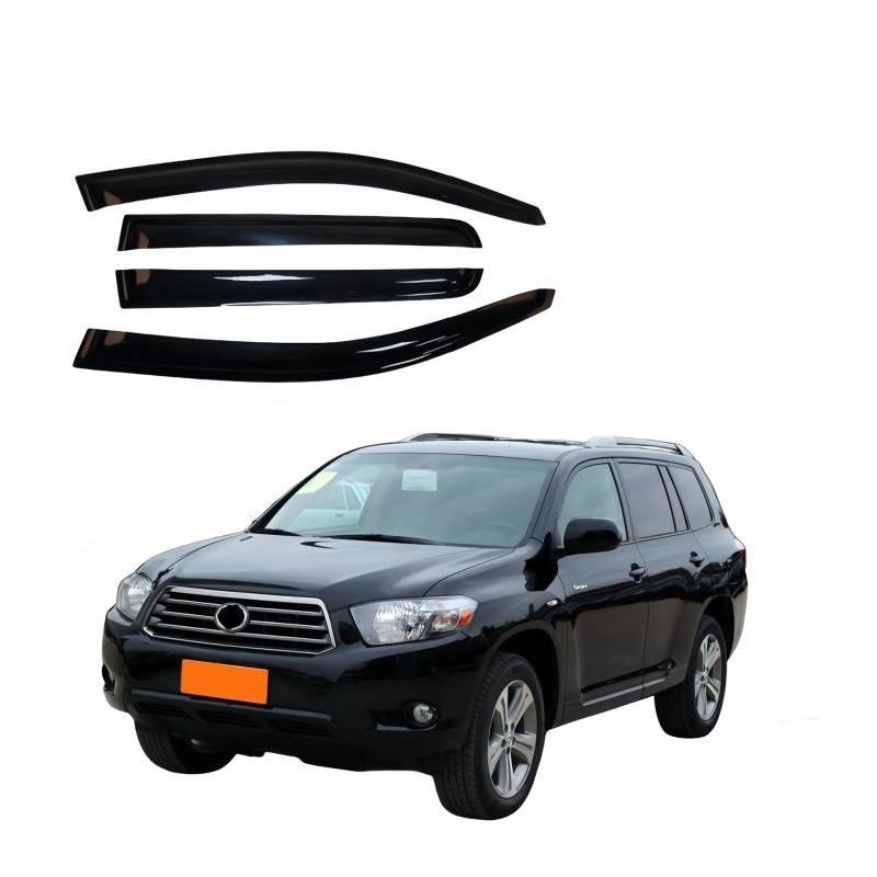 Kompatibel for Toyota Highlander 5-Sitzer 2008–2013, Seitenfenster-Visier, Sonne, Regenabweiser, Schutz, Markisen, Unterstände, Selbstklebende Abdeckung von KDMOWHON