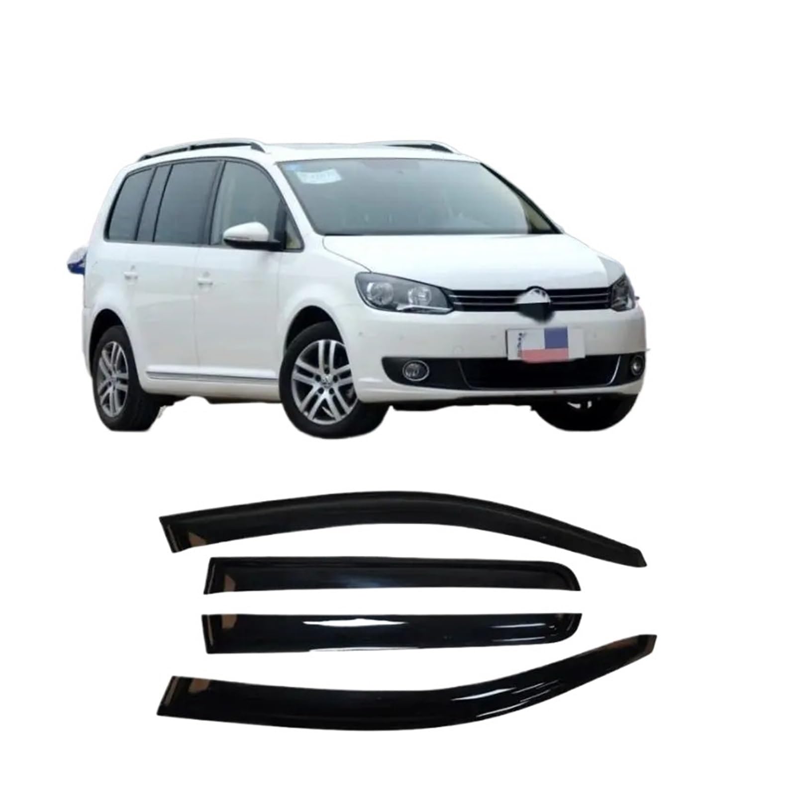 Kompatibel for VW Touran 5-Sitzer 2006–2015, Autofenster-Visier-Deflektor, Sonnenschutz, Regenschutz, Markisen, Unterstände, Selbstklebende Abdeckung, Verkleidung, Wetterschutz von KDMOWHON