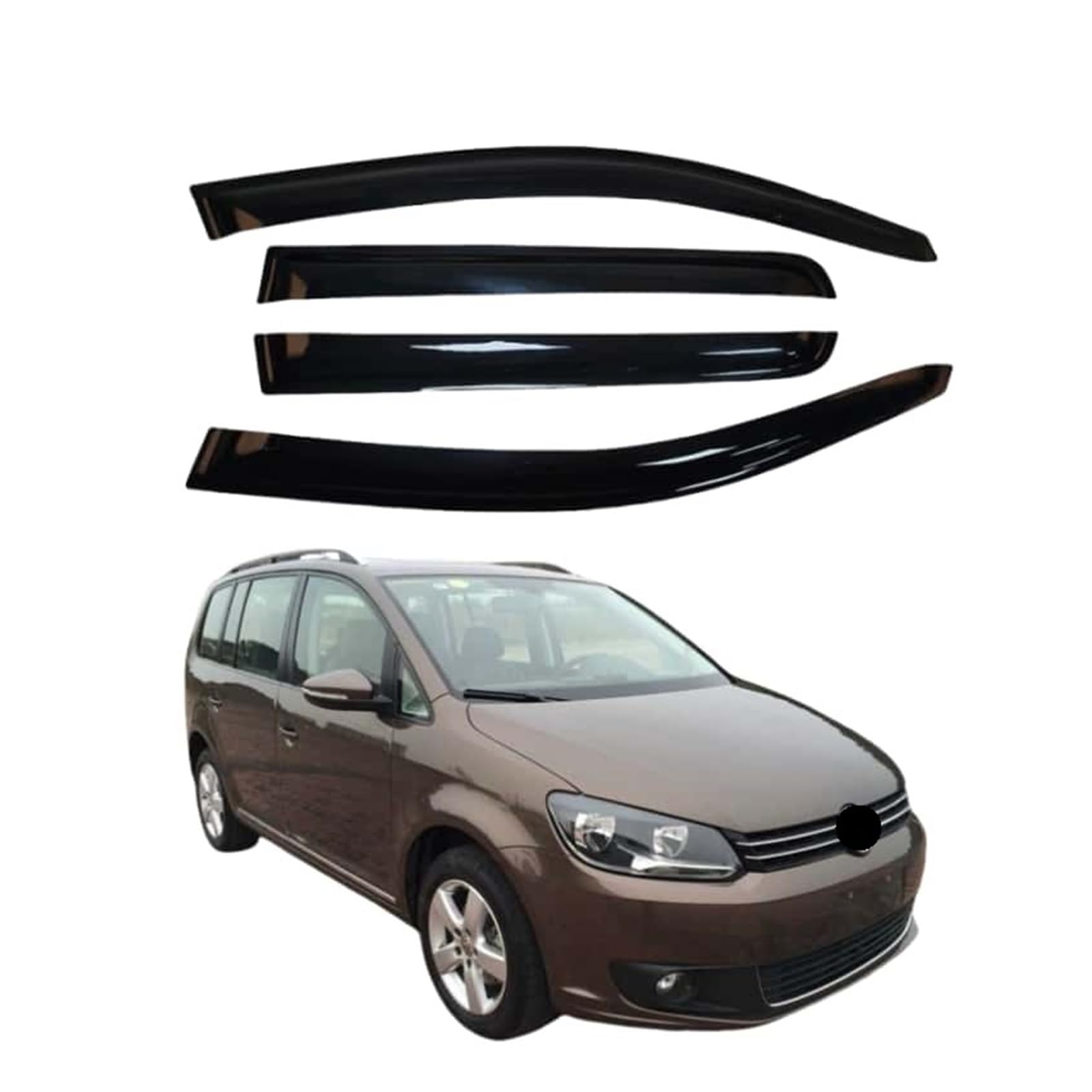 Kompatibel for VW Touran 5-Sitzer 2006–2015, Autozubehör, Fensterblenden, Regen, Sonnenschutz, Lüftungsschlitze, Windabweiser, Wetterschutz, schmale Zierleiste von KDMOWHON