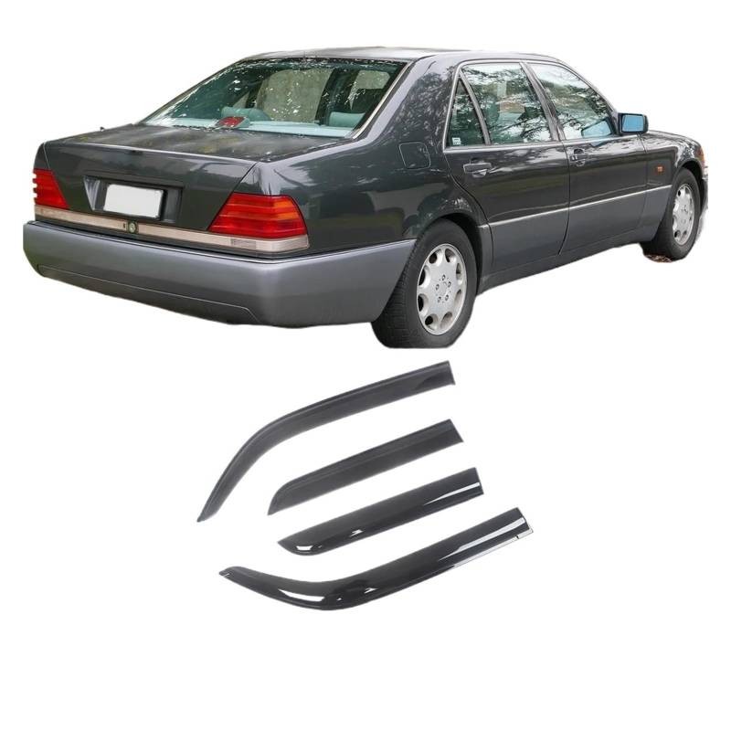 Kompatibel mit Mercedes-Benz S-Klasse W140 W220 W221 W222, schwarz getöntes Seitenfenster-Visier, Schutzgitter, Lüftungsmarkisen, Schutz, Regenschutz(for W140 92-99 LWB) von KDMOWHON