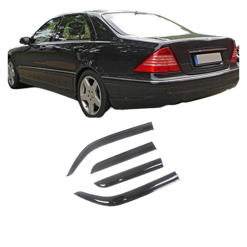 Kompatibel mit Mercedes-Benz S-Klasse W140 W220 W221 W222, schwarz getöntes Seitenfenster-Visier, Schutzgitter, Lüftungsmarkisen, Schutz, Regenschutz(for W220 00-06 LWB) von KDMOWHON