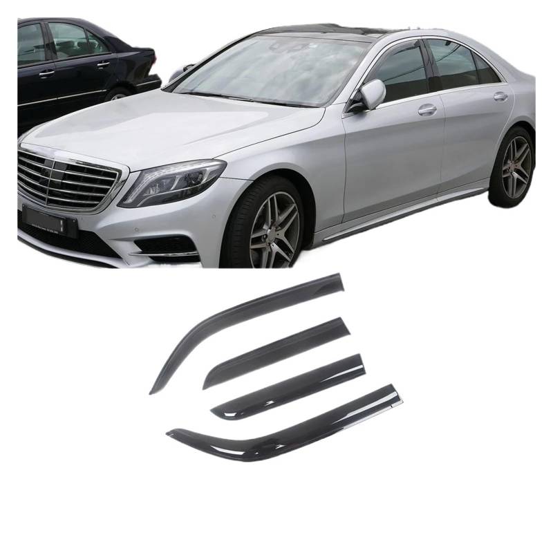 Kompatibel mit Mercedes-Benz S-Klasse W140 W220 W221 W222, schwarz getöntes Seitenfenster-Visier, Schutzgitter, Lüftungsmarkisen, Schutz, Regenschutz(for W222 14-18 LWB) von KDMOWHON
