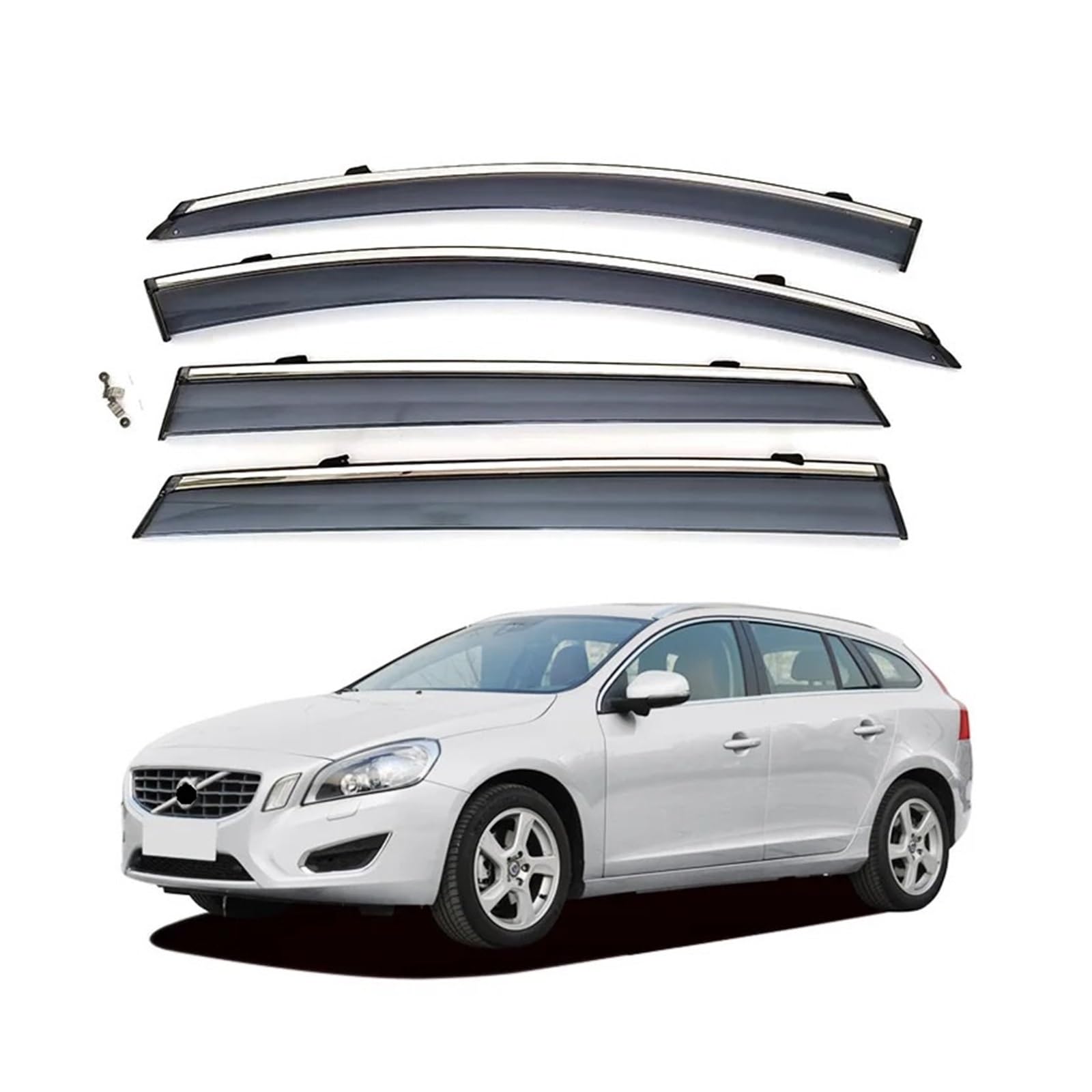 PC-Material, Tür- und Fensterabweiser, Regenblende, Wetterentlüftung, kompatibel for Volvo V60 2011–2017 von KDMOWHON