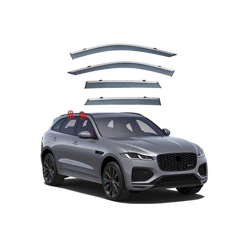 Türvisier, kompatibel mit Jaguar F-PACE 2016–2022, Fenstervisier, Lüftungsschlitze, Windabweiser, Visiere, Regenschutz, Sonnenschutz(PS Plating) von KDMOWHON