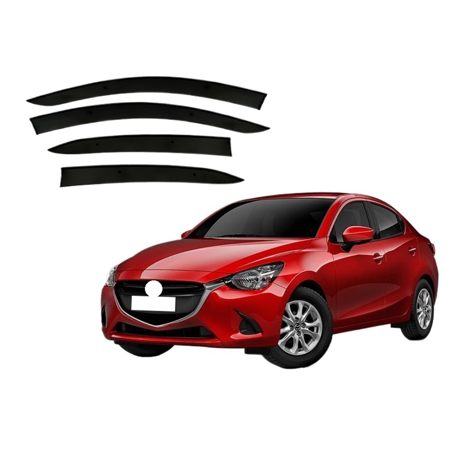 Türvisier, kompatibel mit Mazda 2 Hatchback DJ DL 2015–2022, Auto-Fenstervisier, Lüftungsschlitze, Windabweiser, Visiere, Regenschutz, Sonnenschutz von KDMOWHON