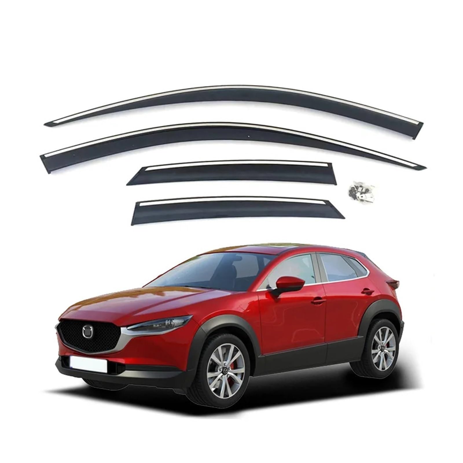 Windonw Vent Visier Kompatibel for Mazda CX-30 2020-On Tür Fenster Deflektoren Wetter Schild Regen Schutz von KDMOWHON