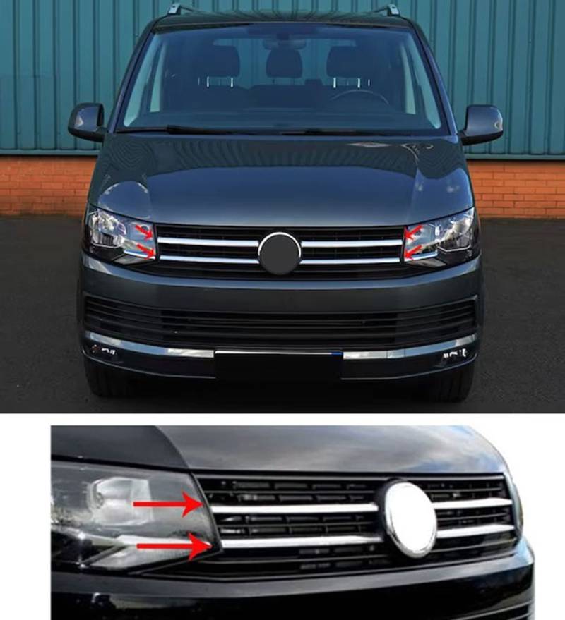 KDS Premium Chrom Edelstahl Leisten für den Serien Kühlergrill paßt für kompatibel mit VW Bus T6 Transporter Caravelle Trendline 15-19 von KDS