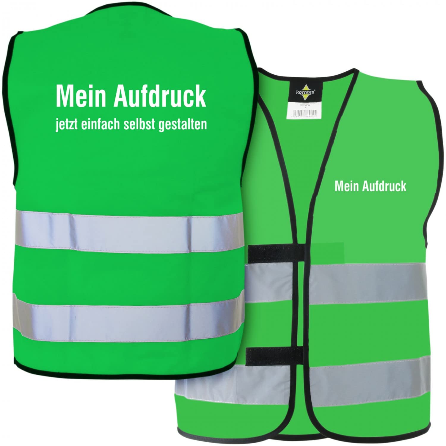 KDS Warnweste Funktionsweste Color mit Druck selbst gestalten (grün, XXL) von KDS