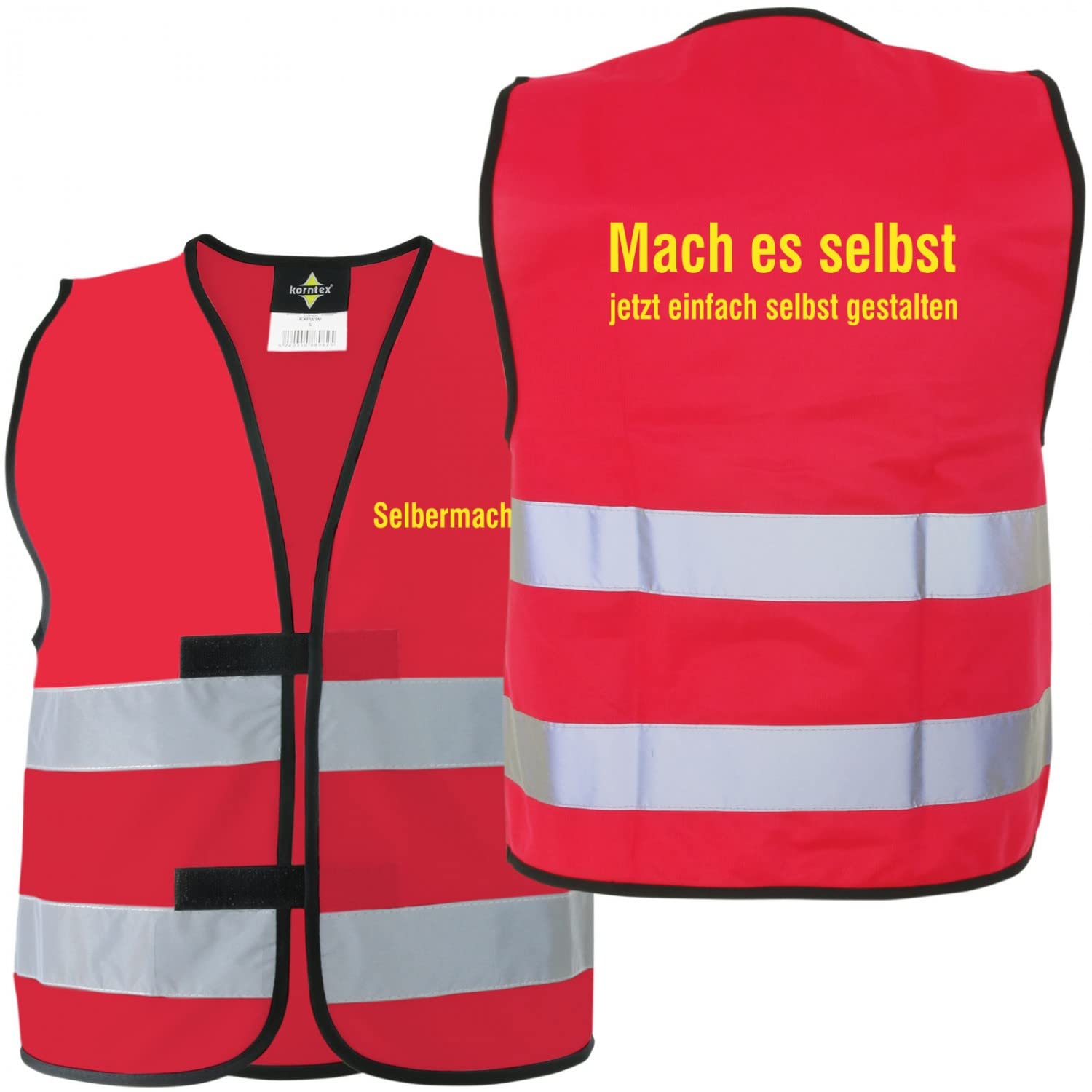 KDS Warnweste Funktionsweste Color mit Druck selbst gestalten (rot, L) von KDS