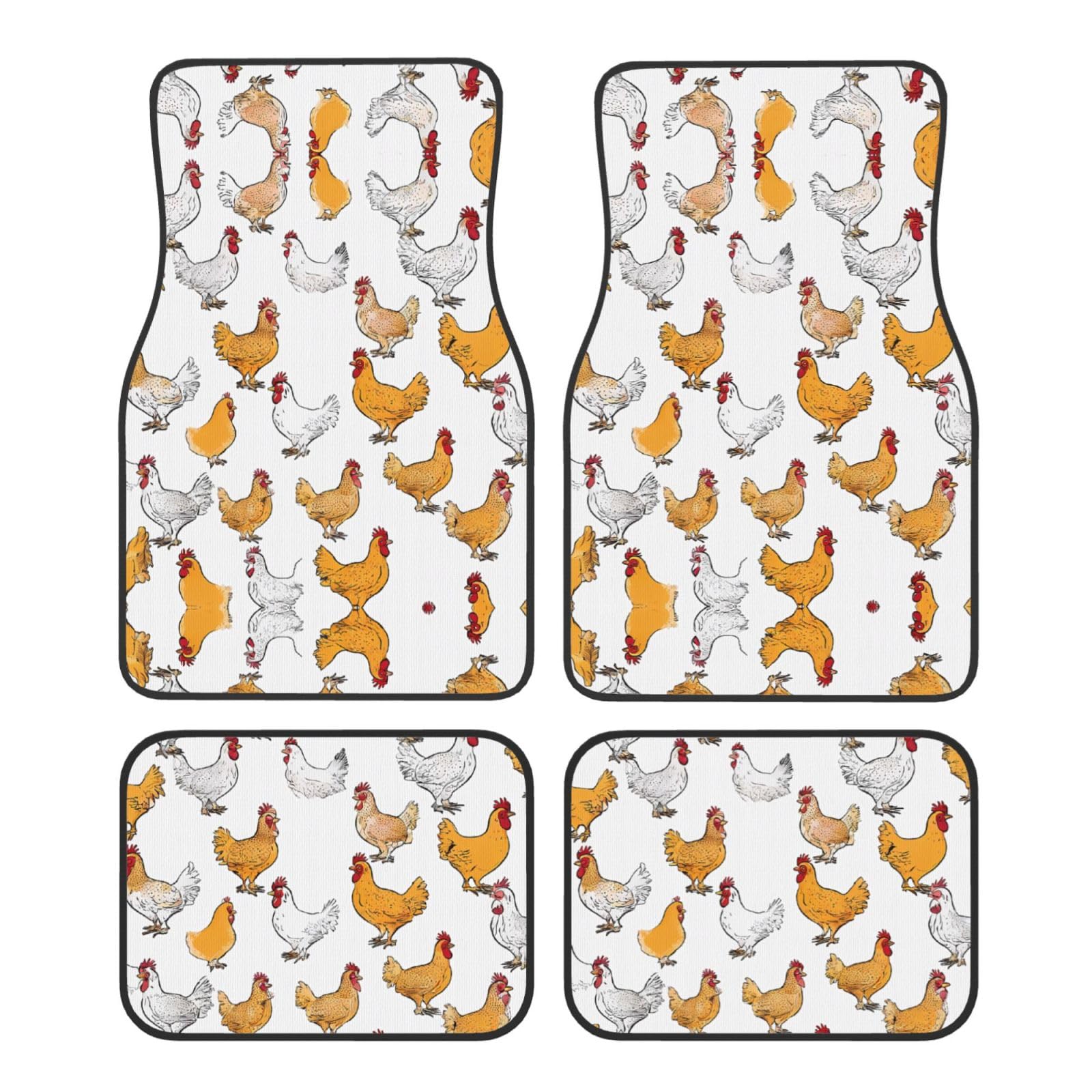 (A Brood Of Chickens) Vorne Hinten Fußmatten 4-teiliges Set Autozubehör Universal Auto Boden Teppiche Dekorative Teppiche Matte Komplettes Set Allwetterschutz Innenraum Teppiche von KDUBNJDS