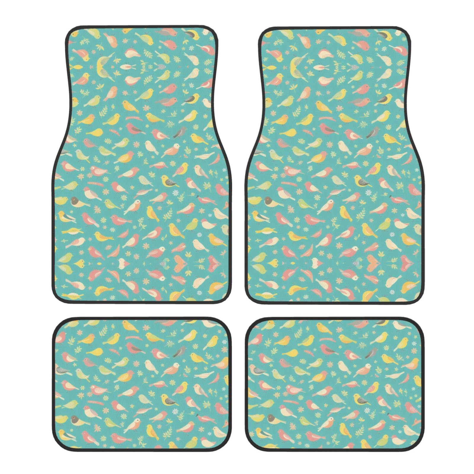 (Bird Printed Patterns) Front Rear Floor Foot Mat 4 Piece Set Car Accessories Universal Car Floor Carpets Decorative Carpets Mat Full Set All Weather Protection Interior Carpets von KDUBNJDS