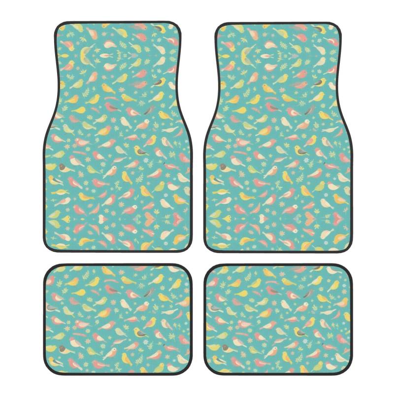 (Bird Printed Patterns) Front Rear Floor Foot Mat 4 Piece Set Car Accessories Universal Car Floor Carpets Decorative Carpets Mat Full Set All Weather Protection Interior Carpets von KDUBNJDS