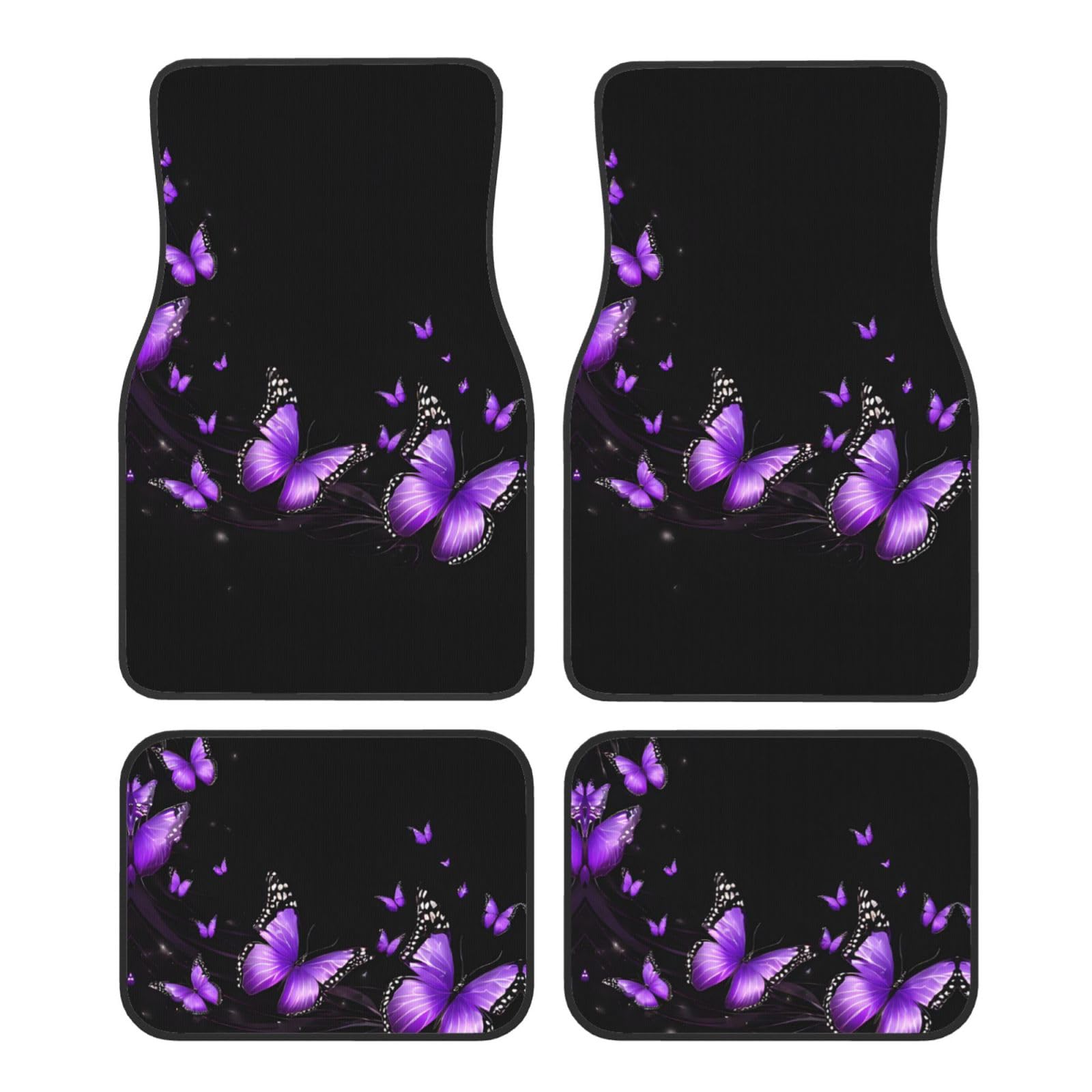 (Butterfly Purple) Vorne Hinten Fußmatten 4 Stück Set Auto Zubehör Universal Auto Boden Teppiche Dekorative Teppiche Matte Full Set Allwetterschutz Innenraum Teppiche von KDUBNJDS