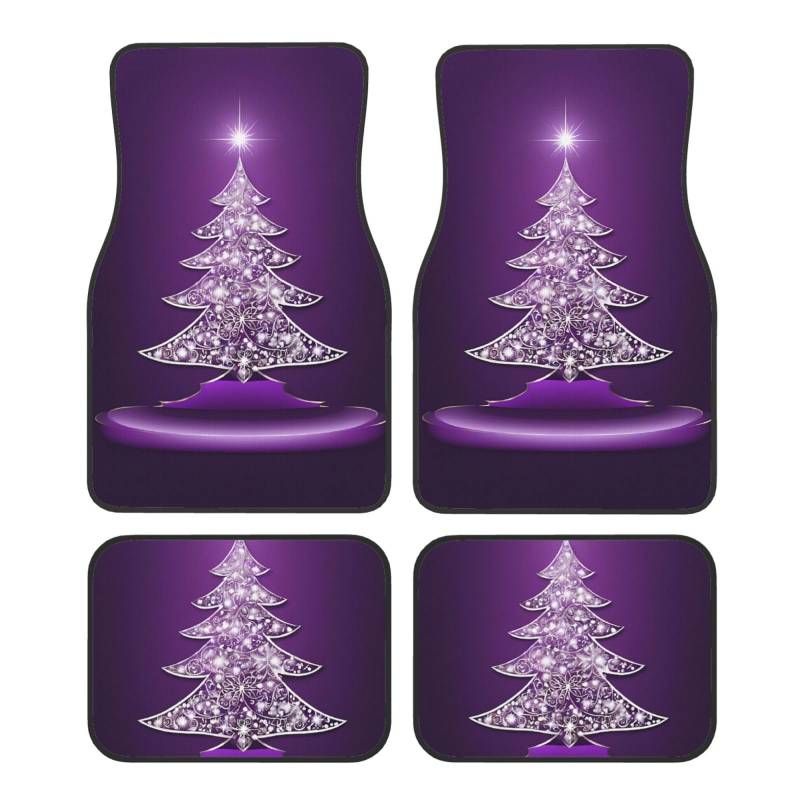 (Christmas Purple Tree) Front Rear Floor Foot Mat 4 Piece Set Car Accessories Universal Car Floor Carpets Decorative Carpets Mat Full Set All Weather Protection Interior Carpets von KDUBNJDS