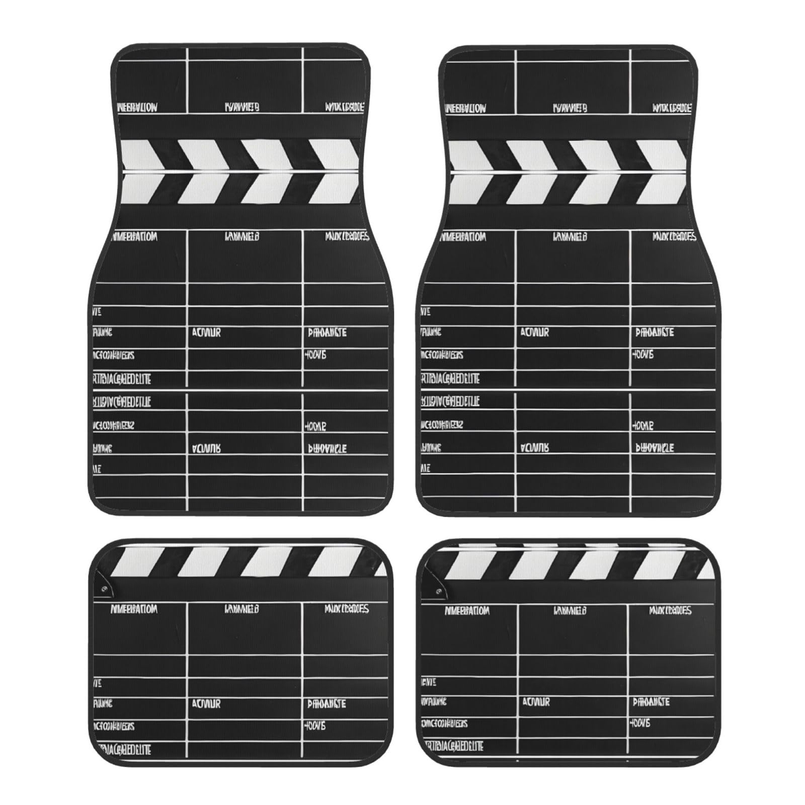 (Classic Movie Clapboard Black) Front Rear Floor Foot Mat 4 Piece Set Car Accessories Universal Car Floor Carpets Decorative Carpets Mat Full Set All Weather Protection Interior Carpets von KDUBNJDS