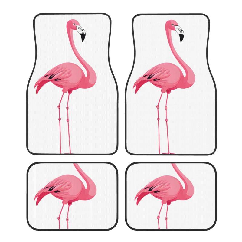 (Flamingo) Vorne Hinten Fußmatten 4 Stück Set Auto Zubehör Universal Auto Boden Teppiche Dekorative Teppiche Matte Full Set Allwetterschutz Innenraum Teppiche von KDUBNJDS