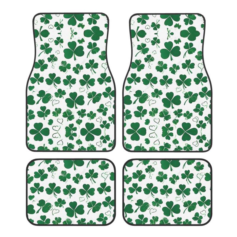 (Happy St Patrick's Day) Vorne Hinten Fußmatten 4-teiliges Set Autozubehör Universal Auto Boden Teppiche Dekorative Teppiche Matte Vollständiges Set Allwetterschutz Innenraum Teppiche von KDUBNJDS