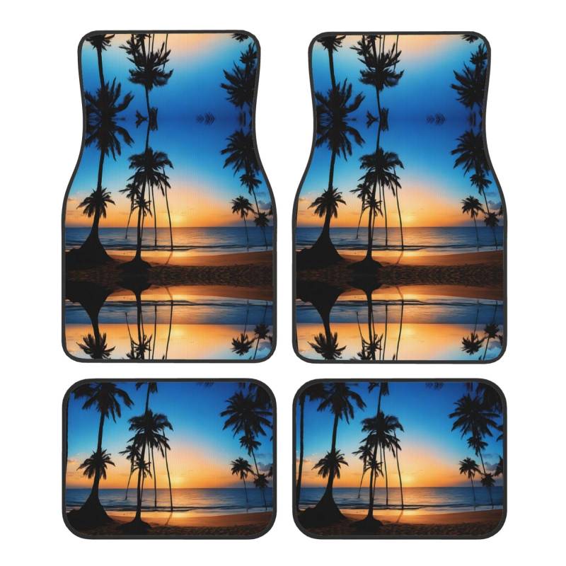 (Hawaii Beach) Vorne Hinten Fußmatten 4 Stück Set Auto Zubehör Universal Auto Boden Teppiche Dekorative Teppiche Matte Full Set Allwetterschutz Innenraum Teppiche von KDUBNJDS