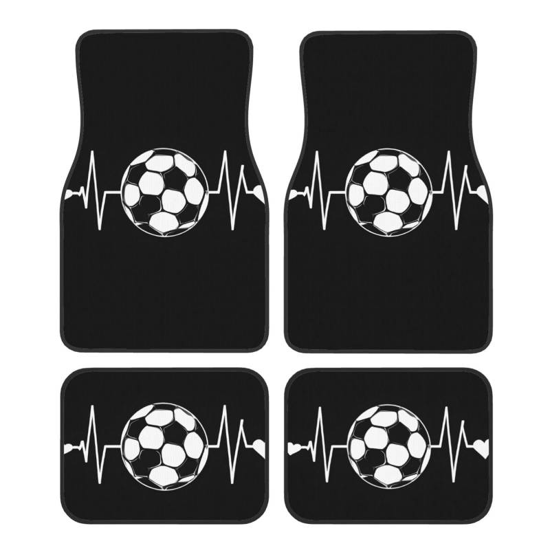 (I Love Soccer) Vorne Hinten Fußmatten 4 Stück Set Auto Zubehör Universal Auto Boden Teppiche Dekorative Teppiche Matte Vollständiges Set Allwetterschutz Innenraum Teppiche von KDUBNJDS