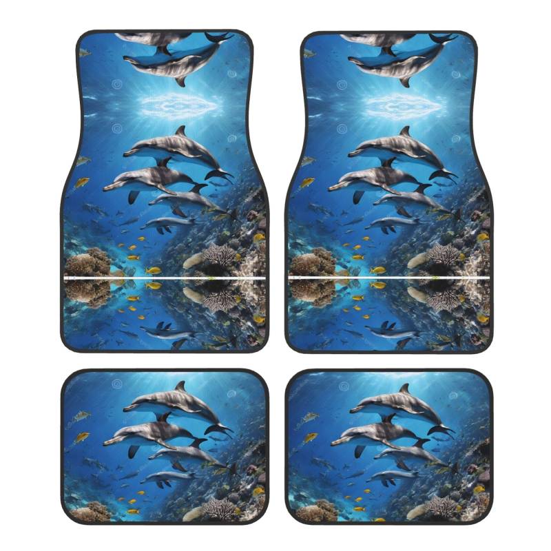 (Killer Whale Print) Vorne Hinten Fußmatten 4 Stück Set Auto Zubehör Universal Auto Boden Teppiche Dekorative Teppiche Matte Full Set Allwetterschutz Innenraum Teppiche von KDUBNJDS