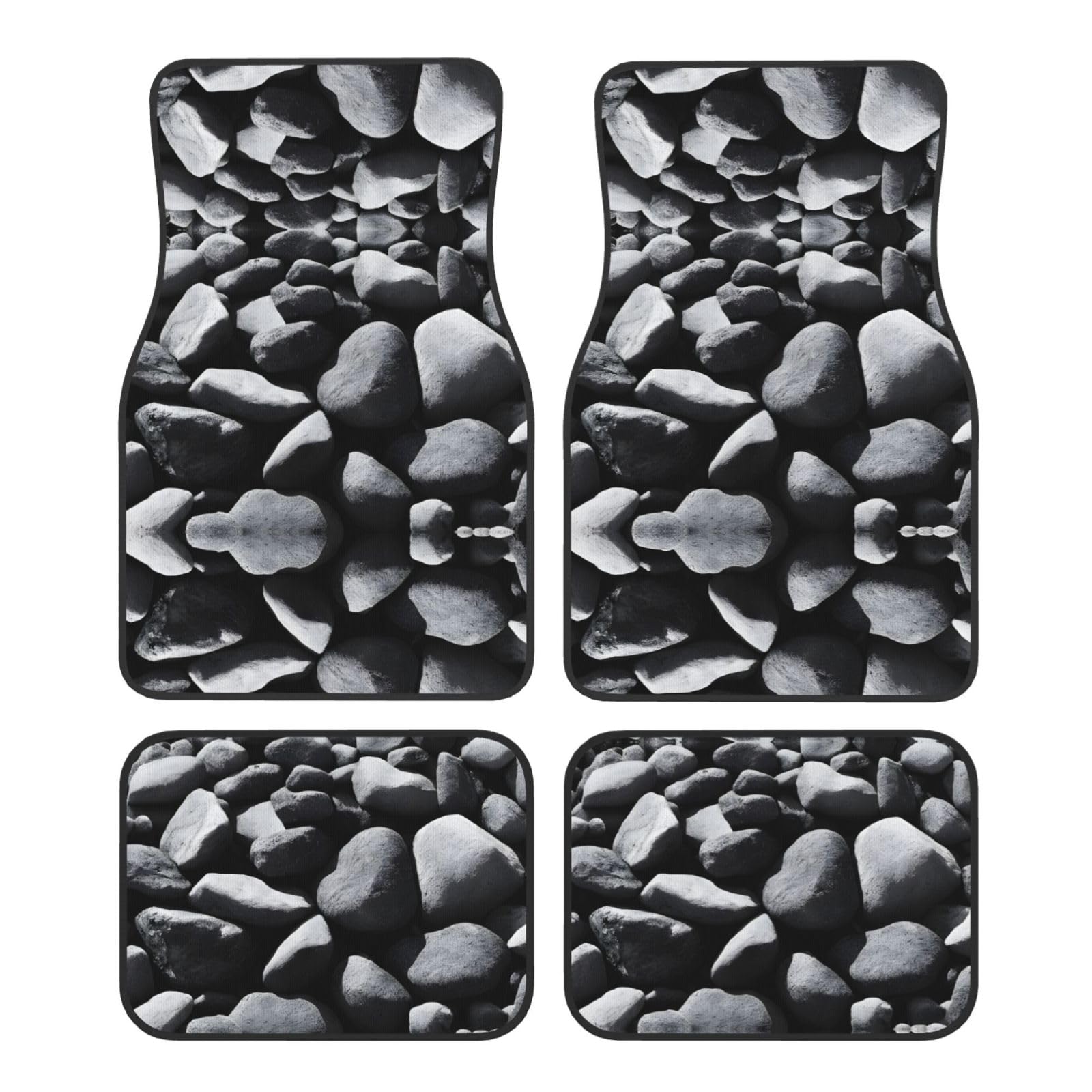 (Many Black Pebbles) Front Rear Floor Foot Mat 4 Piece Set Car Accessories Universal Car Floor Carpets Decorative Carpets Mat Full Set All Weather Protection Interior Carpets von KDUBNJDS