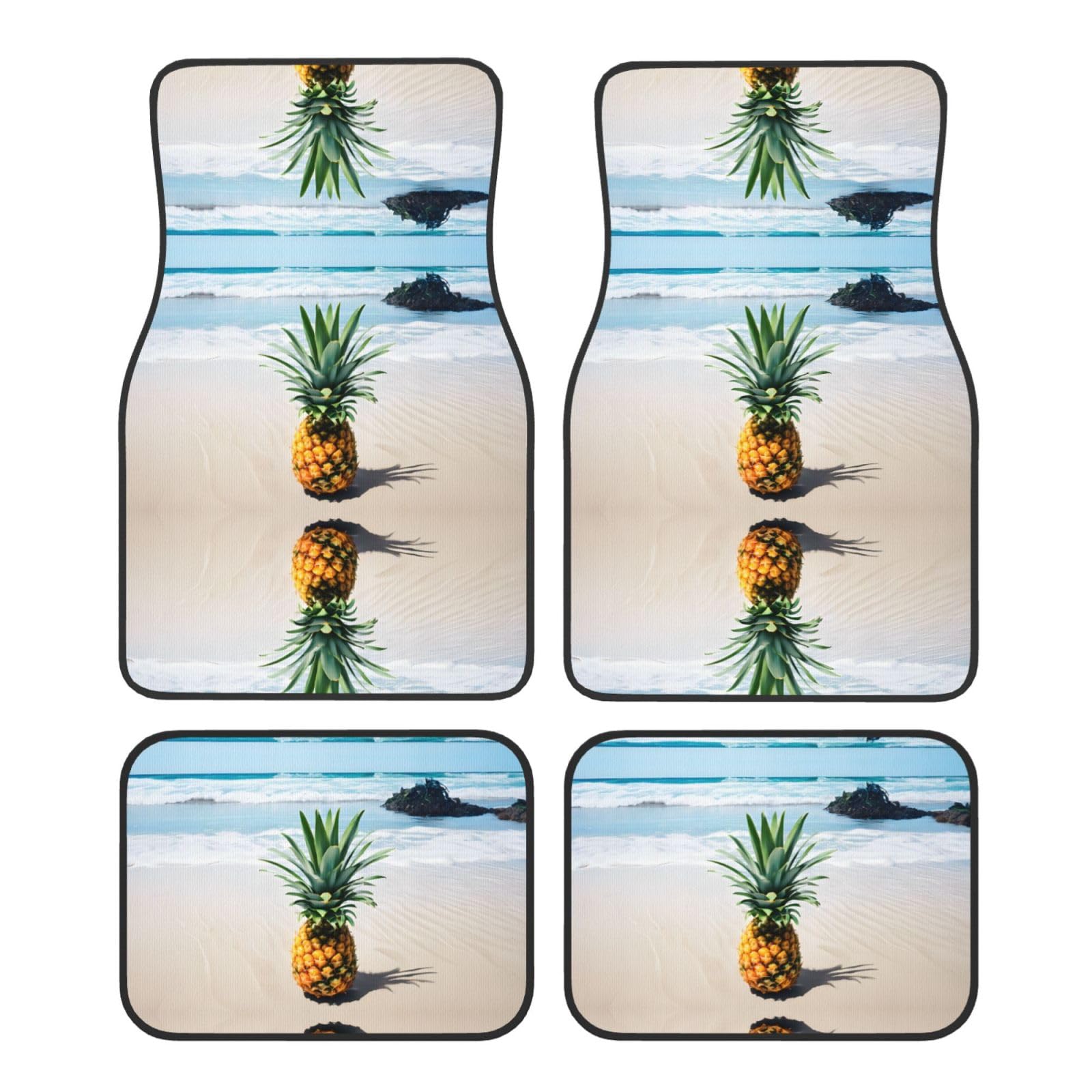 (Pineapple By The Sea) Front Rear Floor Foot Mat 4 Piece Set Car Accessories Universal Car Floor Carpets Decorative Carpets Mat Full Set All Weather Protection Interior Carpets von KDUBNJDS