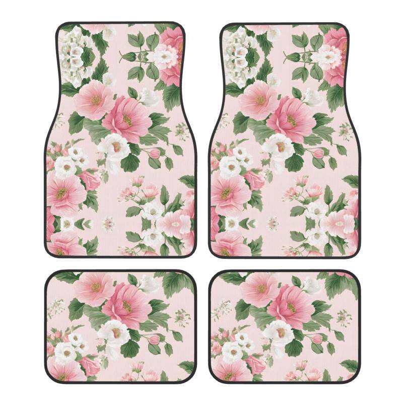 (Plant Floral Flowers) Front Rear Floor Foot Mat 4 Piece Set Car Accessories Universal Car Floor Carpets Decorative Carpets Mat Full Set All Weather Protection Interior Carpets von KDUBNJDS