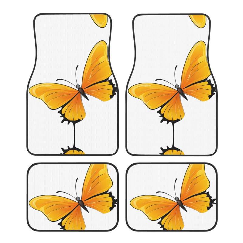 (Pretty Butterflies) Vorne Hinten Fußmatten 4 Stück Set Auto Zubehör Universal Auto Boden Teppiche Dekorative Teppiche Matte Full Set Allwetterschutz Innenraum Teppiche von KDUBNJDS