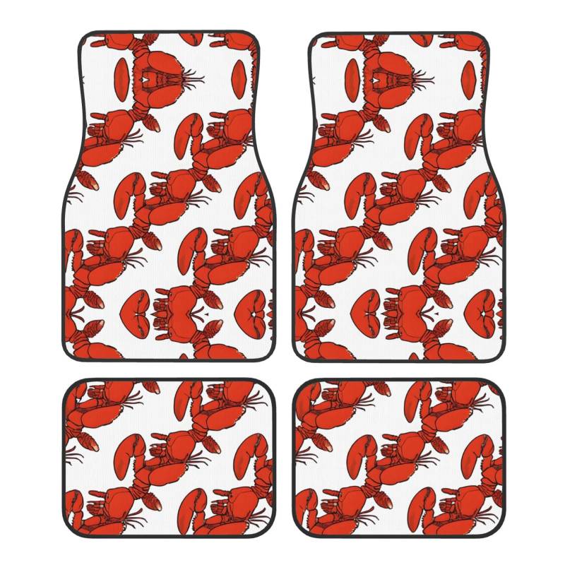 (Red Lobster Print) Front Rear Floor Foot Mat 4 Piece Set Car Accessories Universal Car Floor Carpets Decorative Carpets Mat Full Set All Weather Protection Interior Carpets von KDUBNJDS