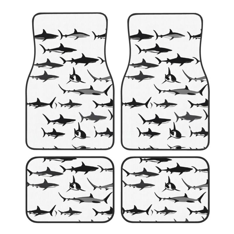 (Sharks Nautical) Vorne Hinten Fußmatten 4 Stück Set Auto Zubehör Universal Auto Boden Teppiche Dekorative Teppiche Matte Full Set Allwetterschutz Innenraum Teppiche von KDUBNJDS