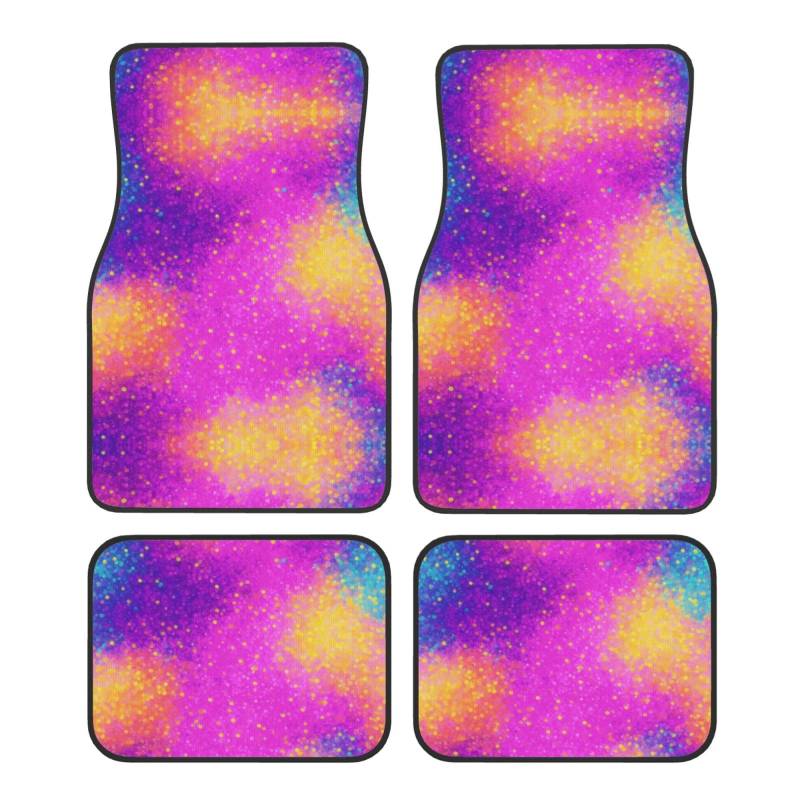 Fußmatten mit buntem Sternenlicht bedruckt, 4-teiliges Set, Autozubehör, universal, dekorative Teppiche, komplettes Set, Allwetterschutz, Innenteppiche von KDUBNJDS