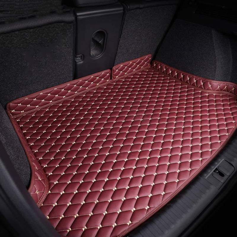 Auto Kofferraummatten für Mitsubishi Pajero IV 3-door 2006-2018, rutschfeste Teppiche für Kofferraumabdeckungen, wasserdichte Kofferraumschutzmatte aus Leder,D Red von KDUSNA