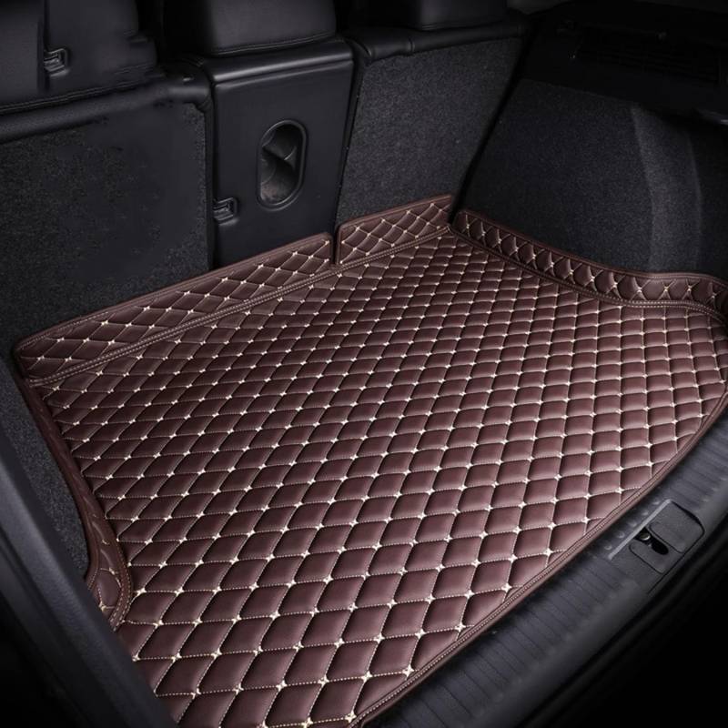 Auto Kofferraummatten für VW Sharan II 7-seat 2010 2011-2023, rutschfeste Teppiche für Kofferraumabdeckungen, wasserdichte Kofferraumschutzmatte aus Leder,C Brown von KDUSNA