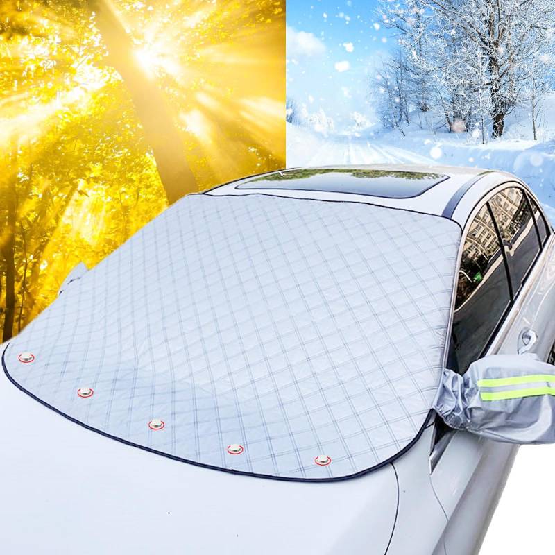 KEELYY Frontscheibenabdeckung Winter Autoscheibe Frostabdeckung mit 5 Magnete Sonnenschutz Auto Autoscheibenabdeckung Scheibenabdeckung Winschutzscheiben Abdeckung Groß, 145 * 115cm von KEELYY