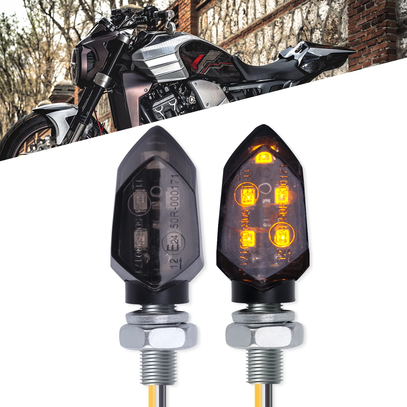 KEEPDSGN 2 X Motorrad Blinker LED Lichtanzeige E-geprüft 12V Motorrad LED Miniblinker Bernsteinlampe feillicht Motorrad Vorder Rücklichter Universal Scooter Quad Cruiser Off Road. von KEEPDSGN