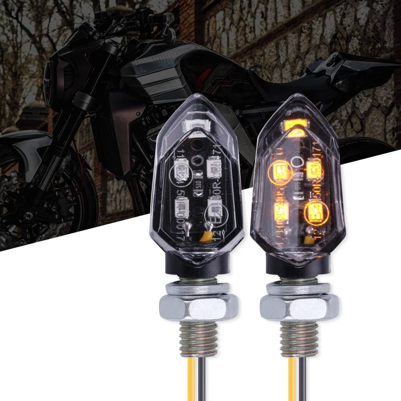 KEEPDSGN 2 pcs Motorrad Blinker Licht E-geprüft 12V Motorrad LED Blinkerleuchten Bernsteinlampe Mini Pfeillicht Motorrad Vorder Rücklichter Universal Scooter Quad Cruiser Off Road. von KEEPDSGN