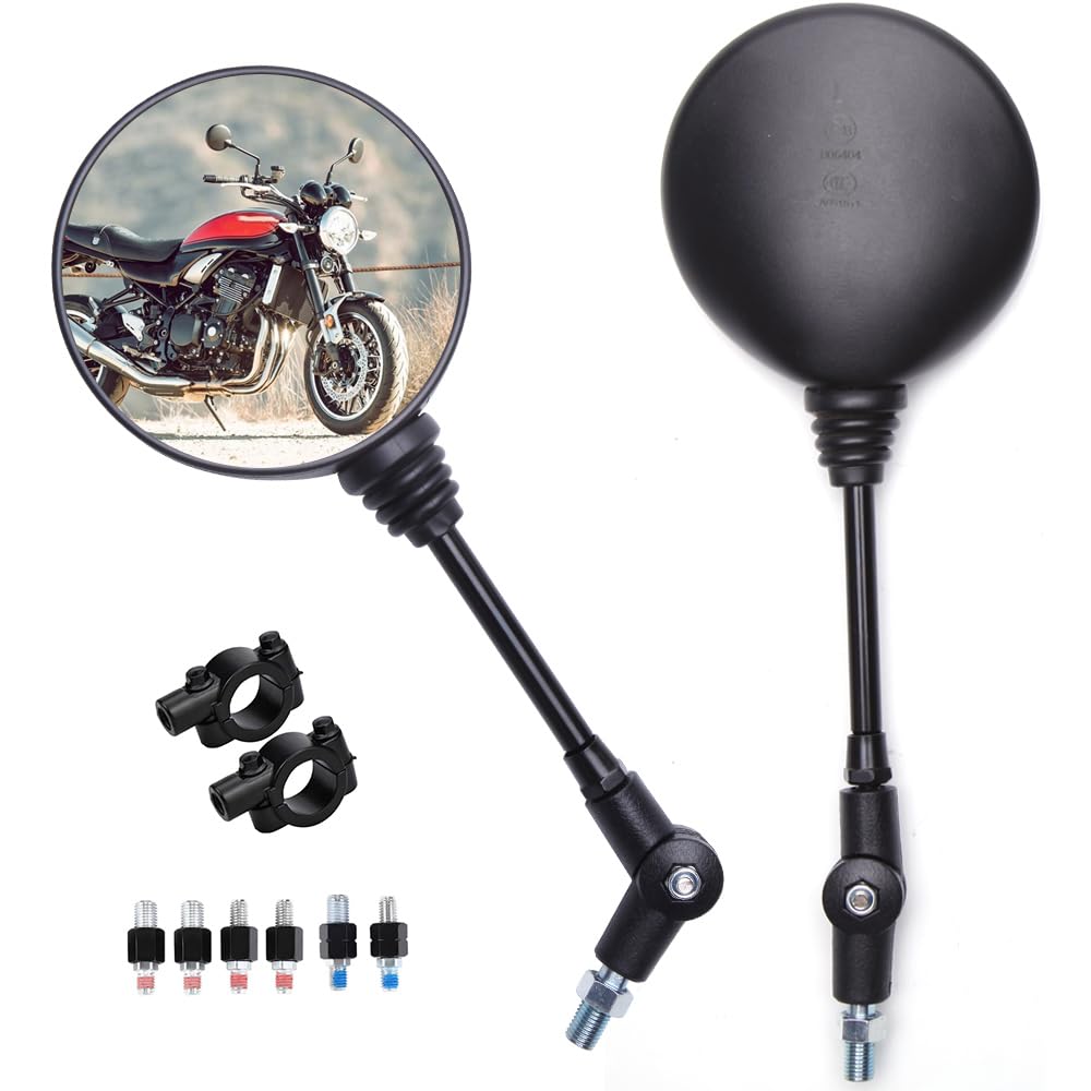 Universal Motorrad Rückspiegel Spiegel E-Geprüft M8 M10, 7/8‘’ Motorradspiegel Lenkerendenspiegel mit 2x 22mm Montagehalterungen Kompatibel mit Scooter E-Bike ATV Moped Quad Roller von KEEPDSGN