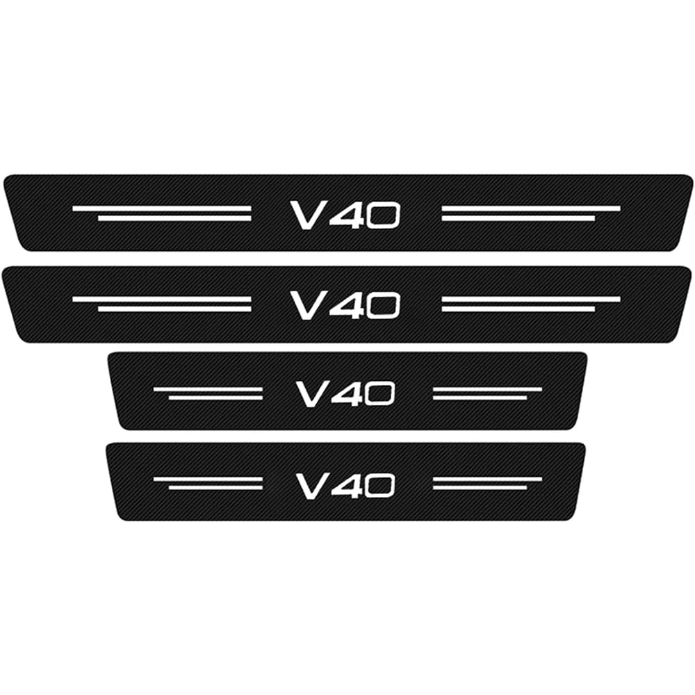 4 Stück Auto Einstiegsleisten Schutz, für Vo-lvo V40 V 40 Auto Türschweller Schutz Kohlefaser Auto Türeinstiegsschutz Aufkleber von KEEVAY