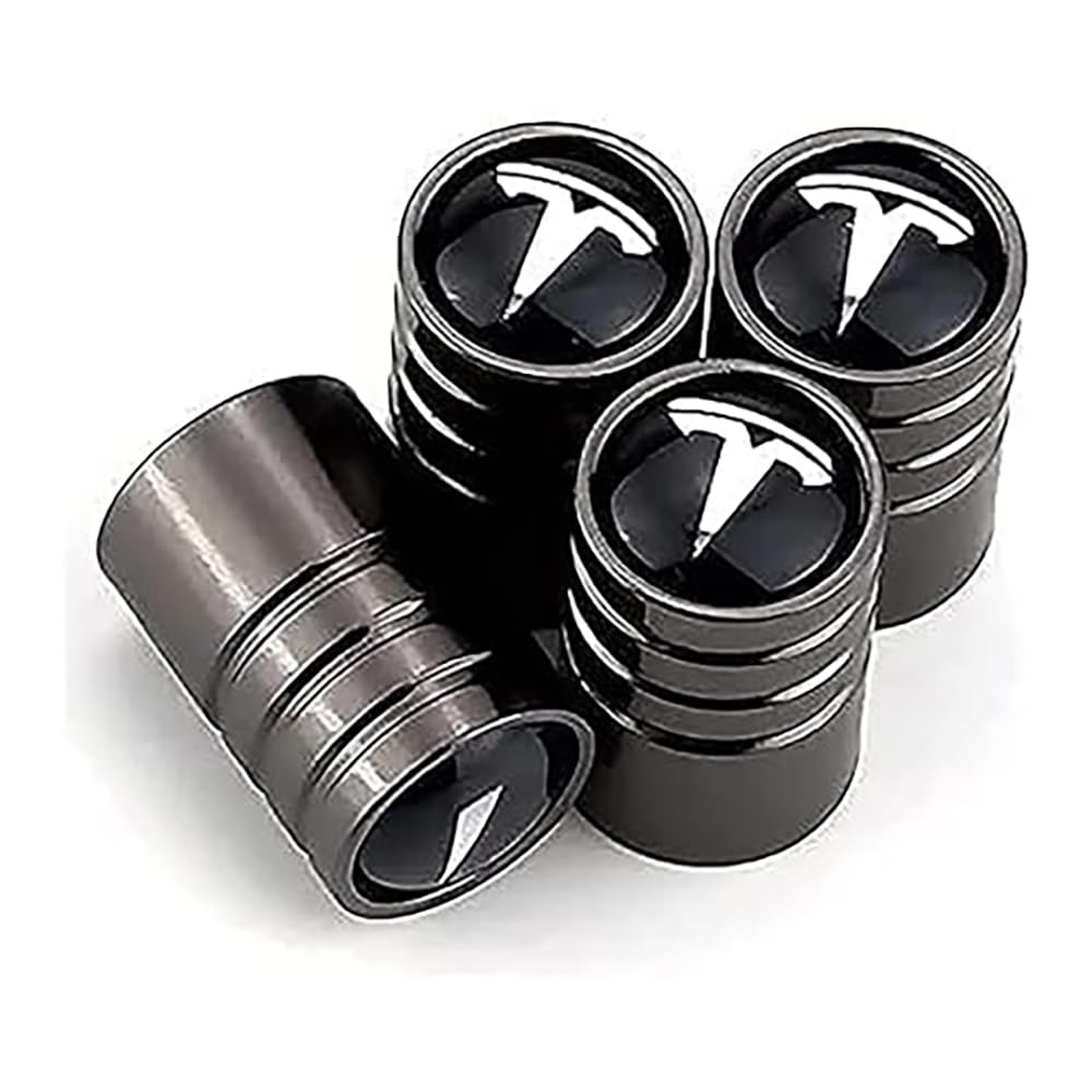 4 Stück Auto Ventilkappen, Für Tesla Model X Model 3 S Reifenventil Staubkappen Ventilkappen mit Dichtung Zubehör Auto von KEEVAY