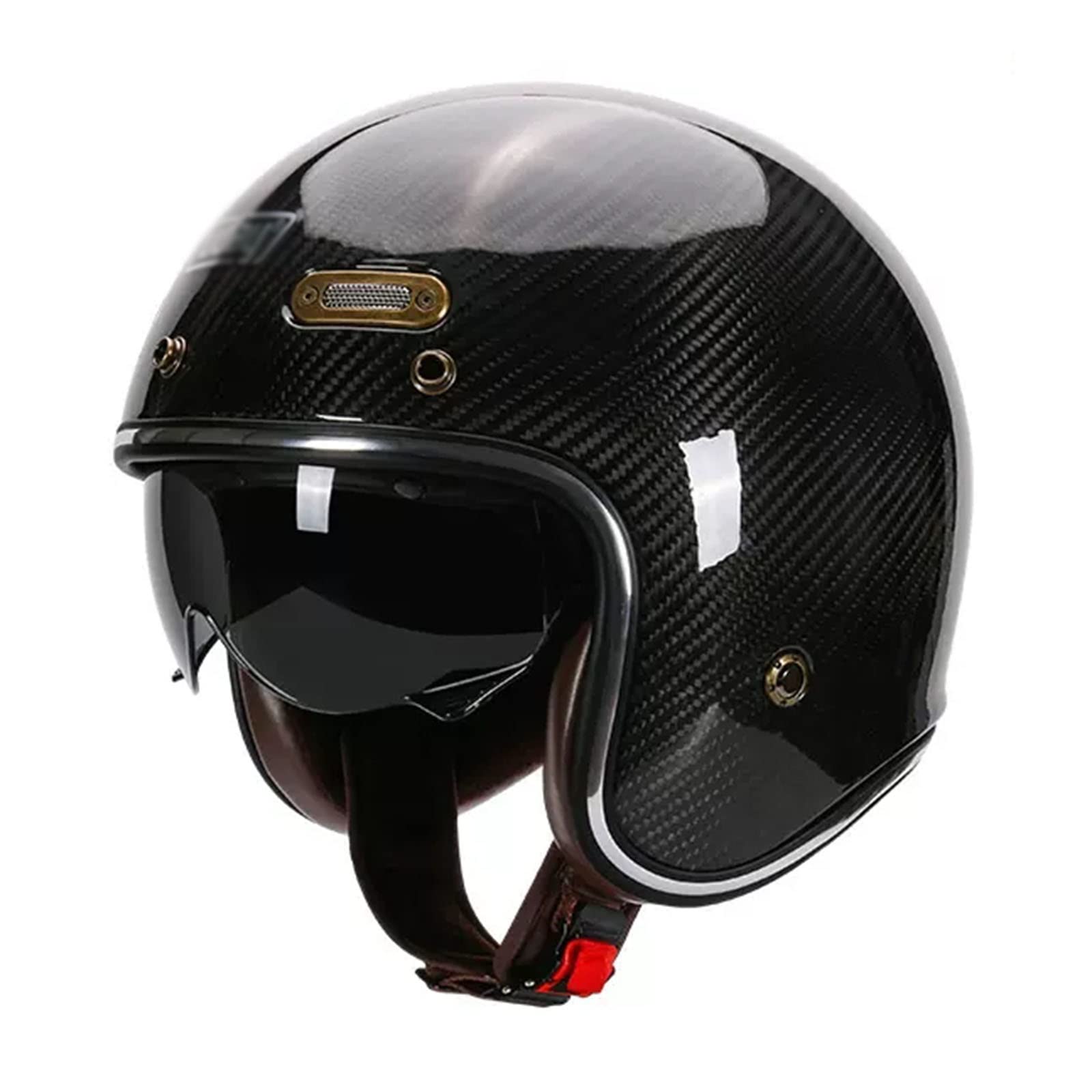 KEFFOR Retro Motorrad Open Face Helme DOT/ECE-Zulassung, Motorradhelm Kohlefaser, Solid Motorrad Halbhelme, Jethelme Herren Damen, Rollerhelm Chopperhelm (Color : G, Size : XXL=(63-64cm)) von KEFFOR