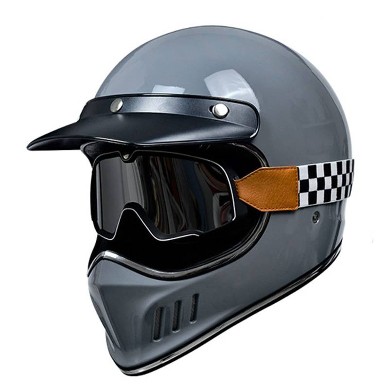 Motorradhelm, Integralhelm Mit Schutzbrille, Retro Motocrosshelme Herren Damen, ATV Helm UTV Helm MopedHelme Rollerhelm MofaHelm Motorrad Helm ECE/DOT Zertifiziert ( Color : C , Size : XL=61-62cm ) von KEFFOR