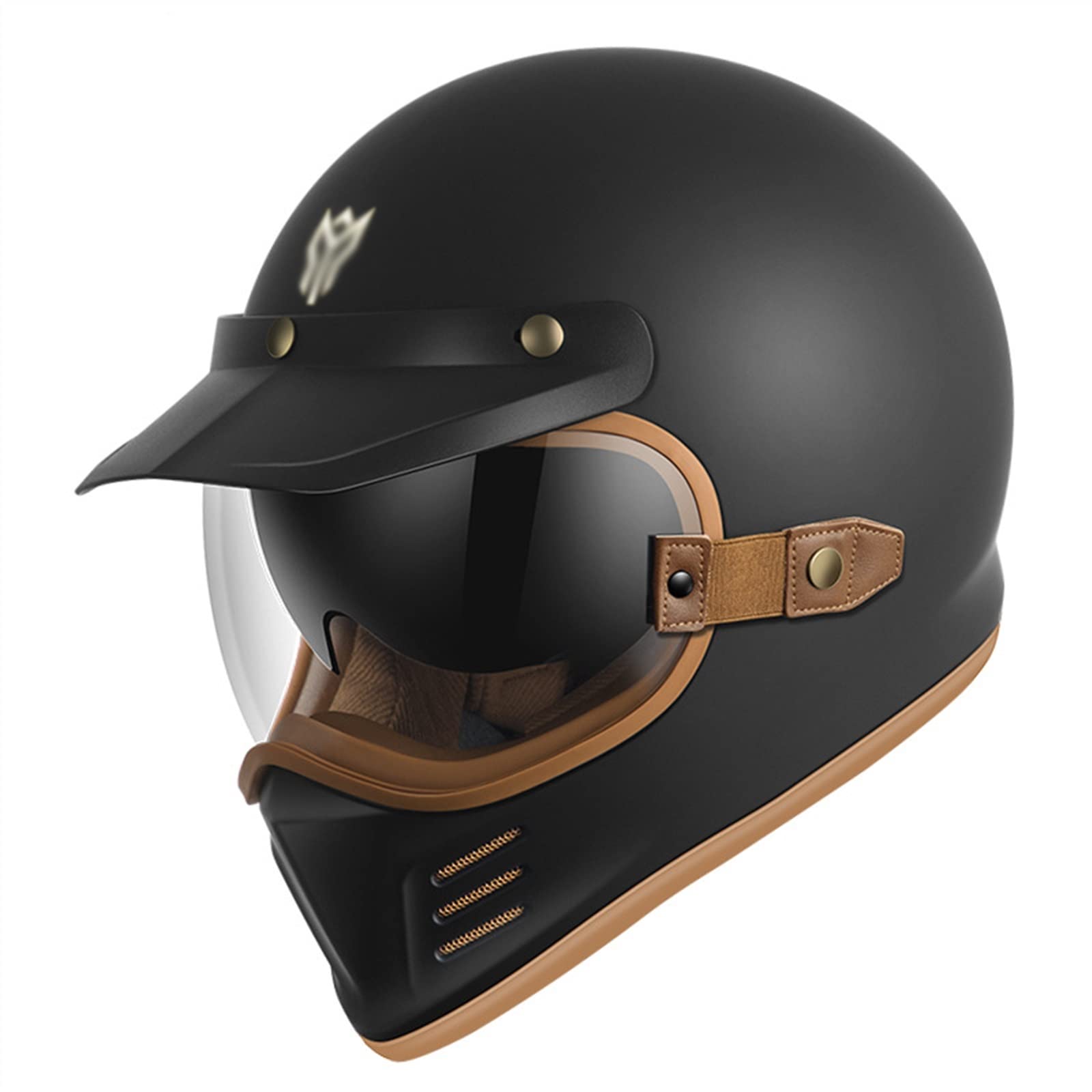 Retro Motorrad Integralhelme Mit Schutzbrille, Motorrad Offener Motocrosshelme, Motorradhelm Herren Damen, Lokomotive Helme, Open Face Helme DOT ECE Zertifiziert ( Color : B , Size : L=(59-60cm) ) von KEFFOR