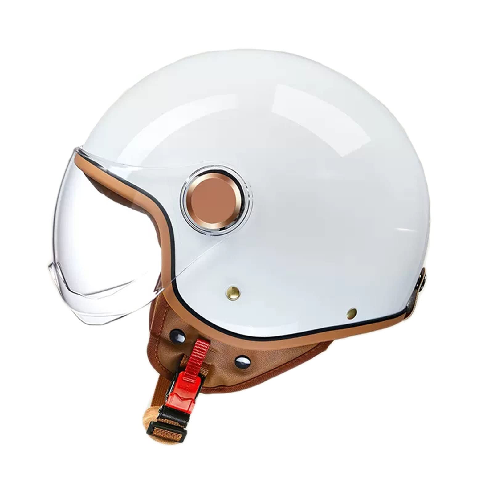 Retro Motorradhelm Herren Damen, Vintage Motorrad Jethelm, Halbhelme Mit Visier, Klapphelme DOT/ECE-Zulassung, Offenem Helm Chopperhelm Rollerhelm Brain Cap Helm(59-60cm) ( Color : B , Size : (59-60cm von KEFFOR