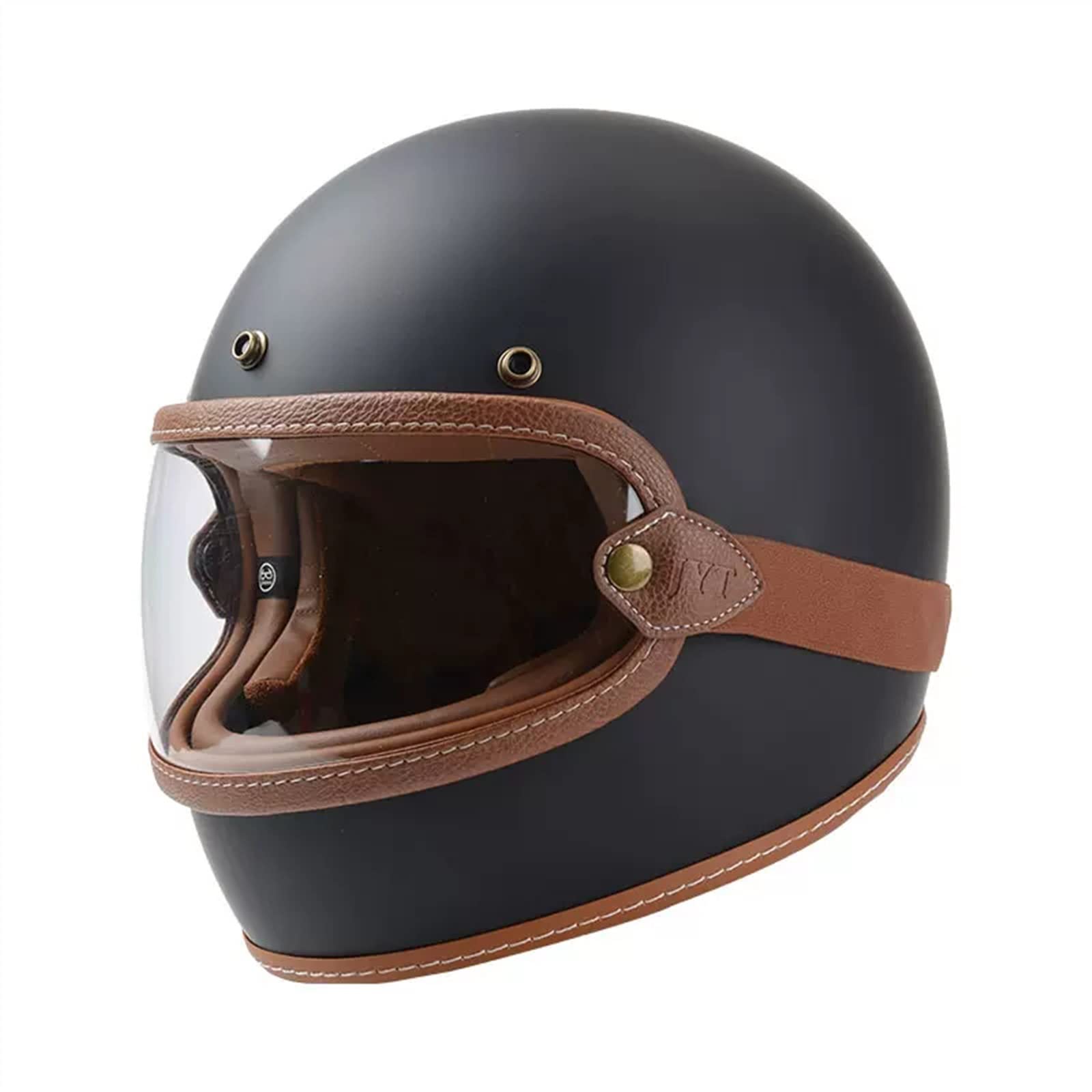 Retro Motorradhelm Integralhelme Mit Klarer Brille, Klassisch Full Face Helme, Glasfaser Motocross Helme, DOT/ECE-Zulassung Motorrad Jethelme Herren Damen (Color : B, Size : M=(57-58cm)) von KEFFOR