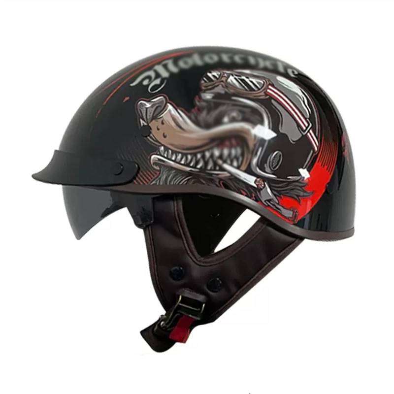 Streetstyle Motorrad Jethelme, Motorradhelm Mit Herunterklappbarem Transparentem Visier, Halbhelme DOT/ECE-Zulassung, Motorrad Offener Helm Herren Damen, Motorrad Open Face Helme ( Color : D , Size : von KEFFOR