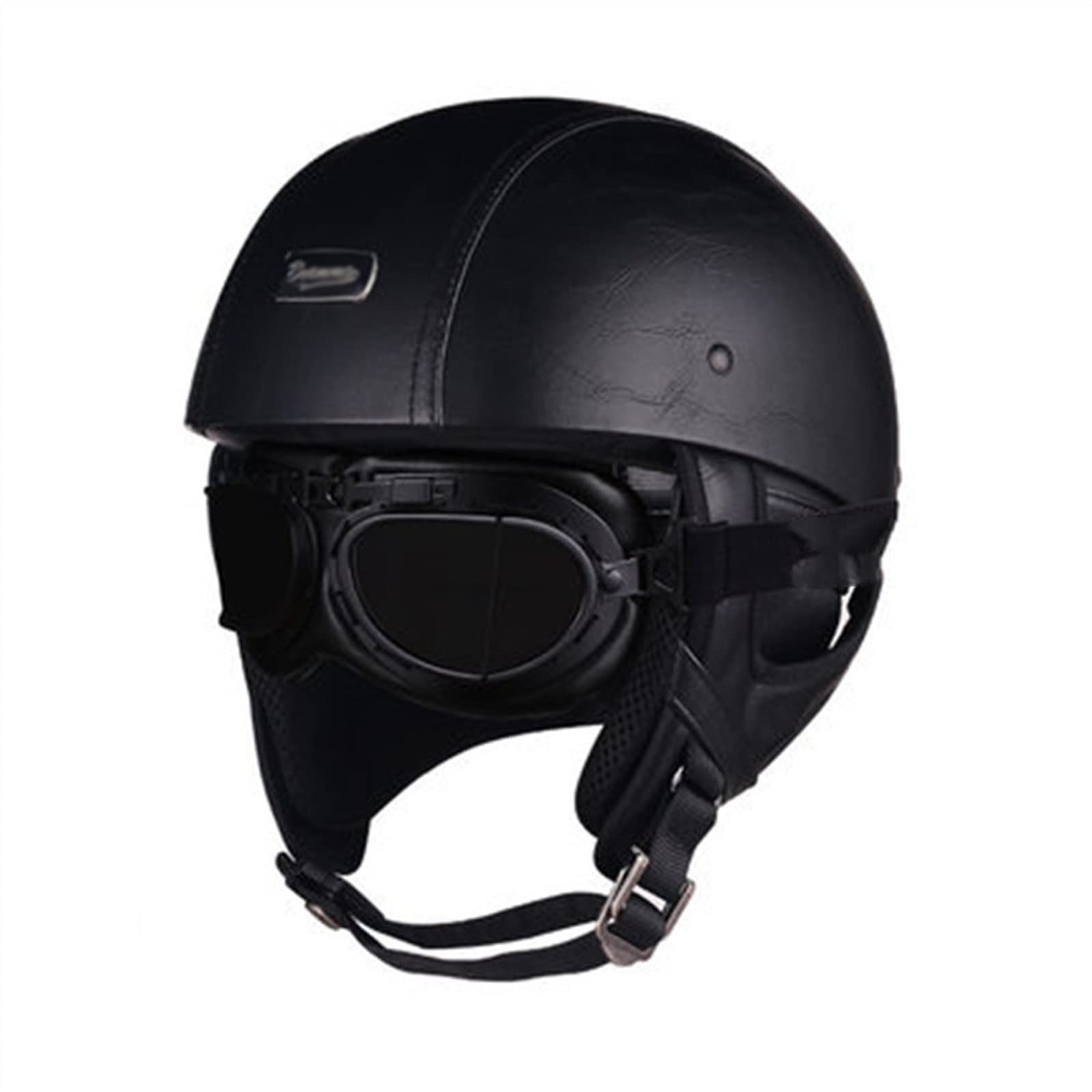 Vintage Offener Helm DOT/ECE-Zulassung, Rétro Motorrad Halbhelme, Motorradhelm Brain Cap Helme Mit Schutzbrille, PU-Leder Jethelme Herren Damen, Helme Für Scooter Moped ( Color : B , Size : L=(59-60cm von KEFFOR