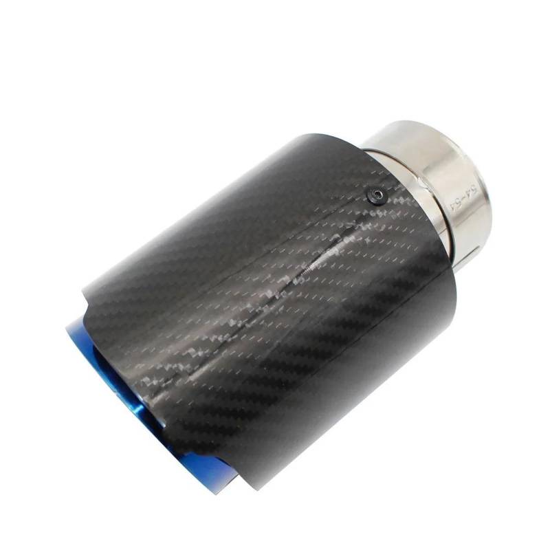 Auto Auspuffrohr Auto Glänzend Carbon Fiber Schalldämpfer Spitze Abgasanlage Rohr Schalldämpfer Düse Universal Gerade Edelstahl Blau Auspuff Endrohr von KEFFUBPG